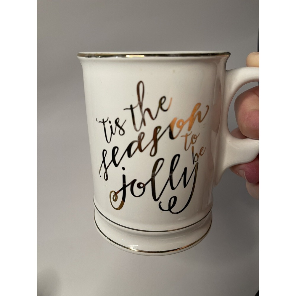 This The Season To Be Jolly, Mudpie, Trim Gold, Coffee Cup,  Large Christmas